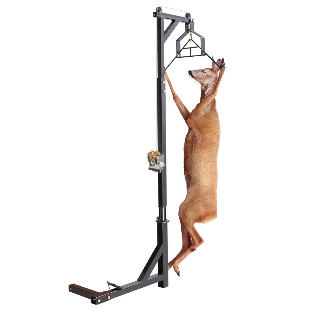 VEVOR Hitch Mounted Deer Hoist, 400 lbs Load Capacity, Hitch Game Hoist, Truck Hitch Deer Hoist with Winch Lift Gambrel Set, 2-inch Hitch Receiver, Adjustable Height & 360 Degrees Swivel, Carbon Steel - SDCZDJT400LBSX2WXV0