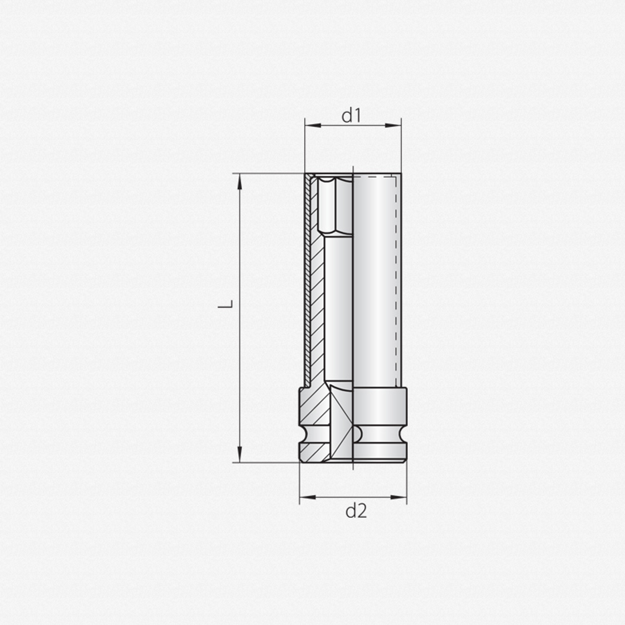 Gedore K 19 LS 21 Impact socket 1/2" with protective sleeve, 21 mm