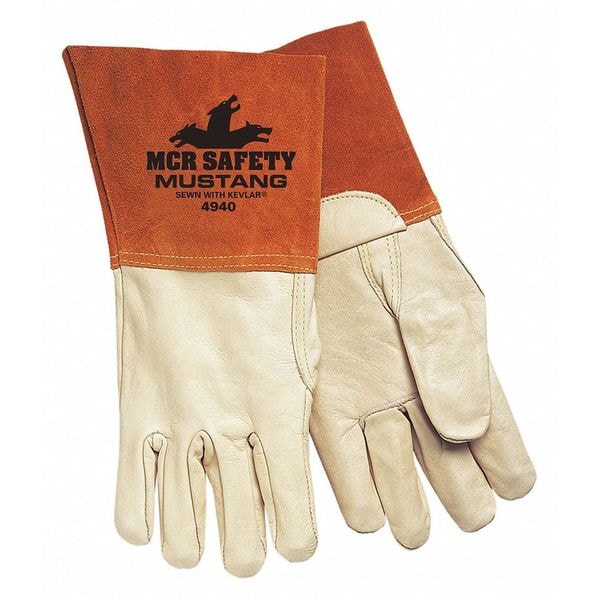 Guantes de soldadura MIG/TIG de Mcr Safety, palma de cuero de vaca, S, paquete de 12 - 4940S