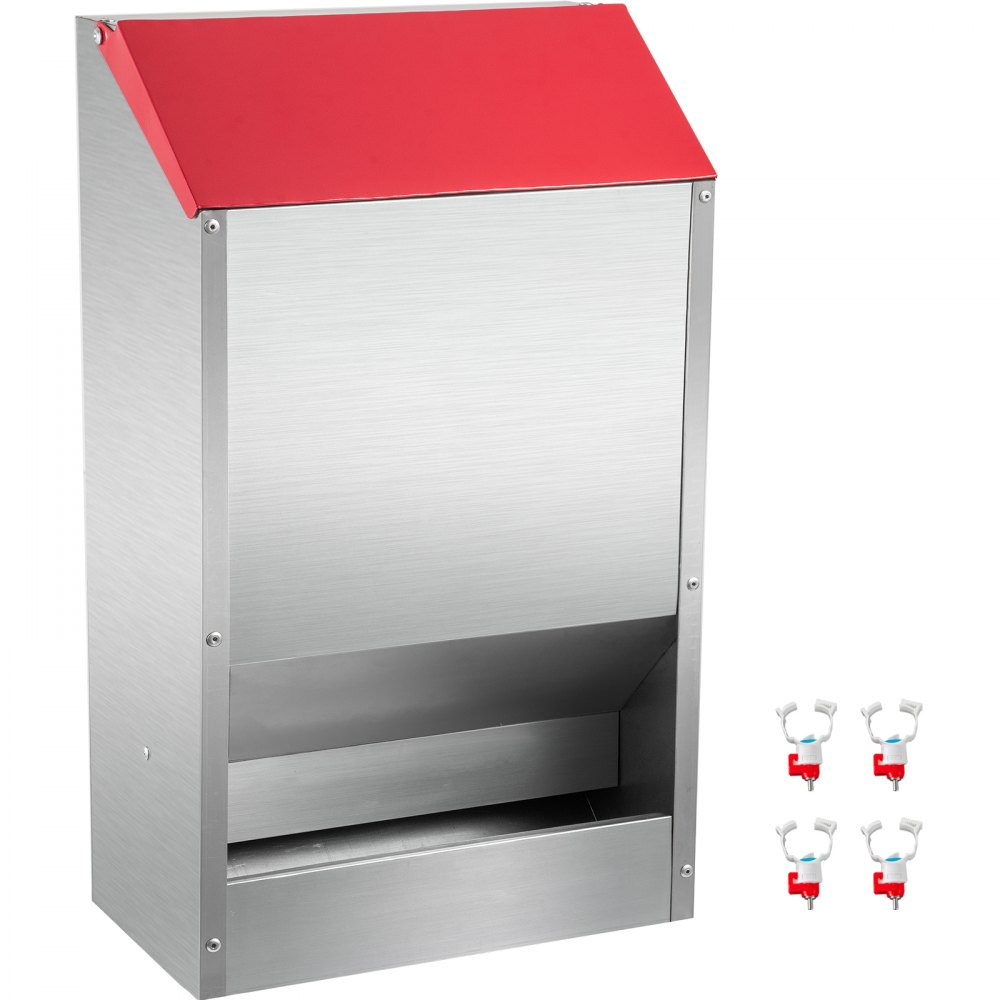 VEVOR Galvanized Poultry Feeder Holds 30lbs of Feed Chicken Feeders No Waste 13.8x8.3x17.7in Hanging Chicken Feeder with Lid Weatherproof Outdoor Coop Food Dispenser for Duck - JQWSQ30BFXDGXM001V0