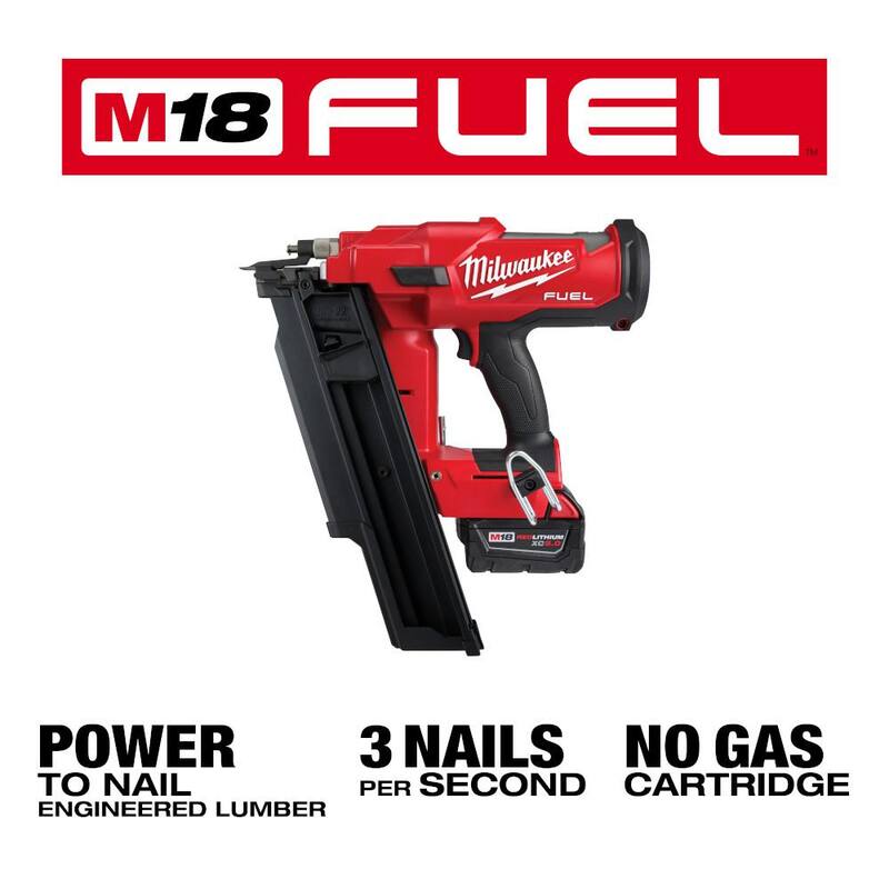 Milwaukee M18 FUEL 3-1/2 pulg. 18 voltios 21 grados Litio-Ion sin escobillas Kit de clavadora de armazón y lentes de seguridad de rendimiento con junta - 2744-21-48-73-2040.