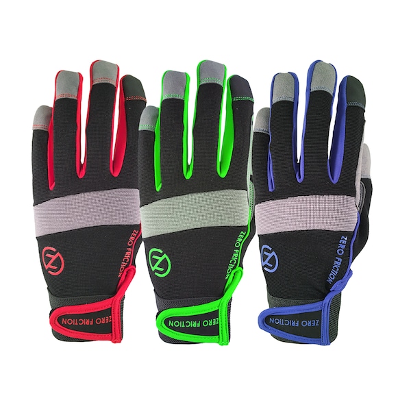 Guante de trabajo de ajuste universal de gamuza ultra de cero fricción (Rojo, Lima, Azul) - WG110000