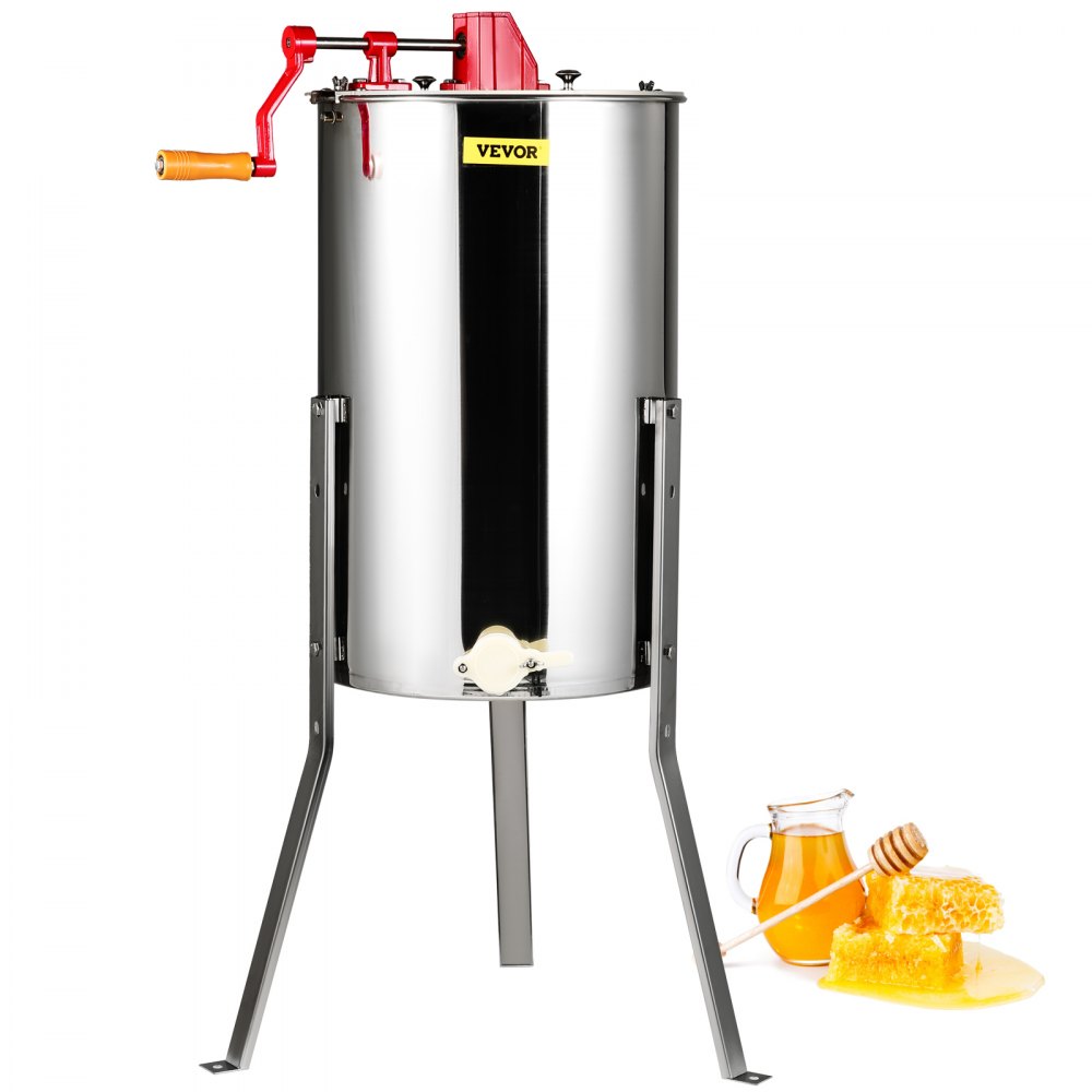 VEVOR Manual Honey Extractor, 3 Frames Honey Spinner Extractor, Stainless Steel Beekeeping Extraction, Honeycomb Drum Spinner with Lid, Apiary Centrifuge Equipment with Height Adjustable Stand - SDYMJBXGYC153X6H5V0