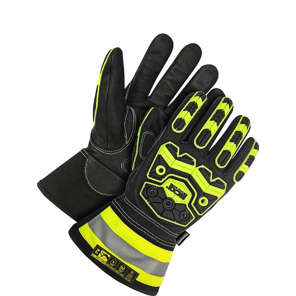 Guantes de impacto de piel de cabra resistentes a cortes Bdg, nivel de corte A5, negro/amarillo, XS - 20-9-10754-XS-K.