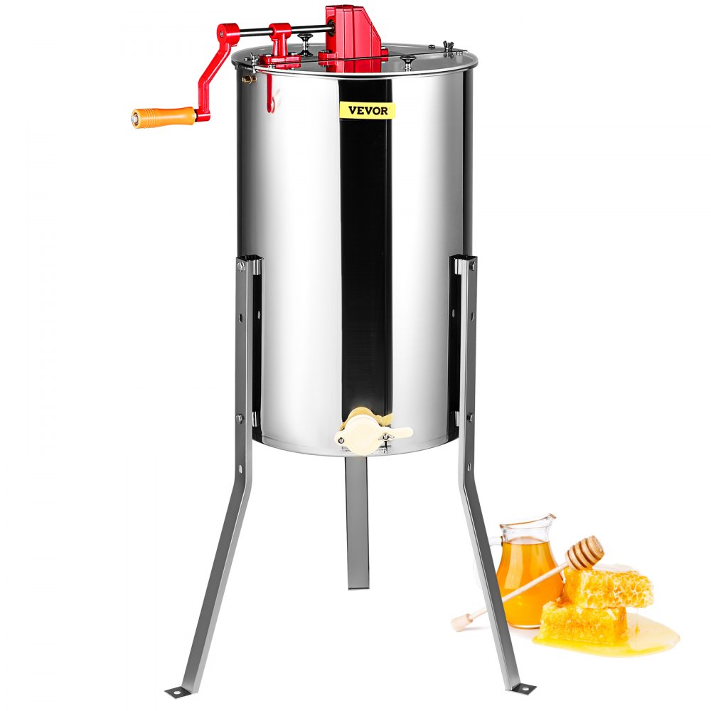 VEVOR Manual Honey Extractor, 2/4 Frames Honey Spinner Extractor, Stainless Steel Beekeeping Extraction, Honeycomb Drum Spinner with Lid, Apiary Centrifuge Equipment with Height Adjustable Stand - SDYMJBXGY1524JECGV0