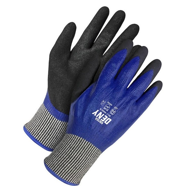 Guantes recubiertos resistentes a cortes Bdg, Nivel de corte A3, calibre 13, negro/azul, Ch (7) - 99-1-9660-7-K