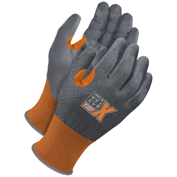 Guantes recubiertos de Bdg NBR, Nivel de corte A4, calibre 21, gris/naranja, XL, empaquetados en plástico termoencogible - 99-1-9540-10-K