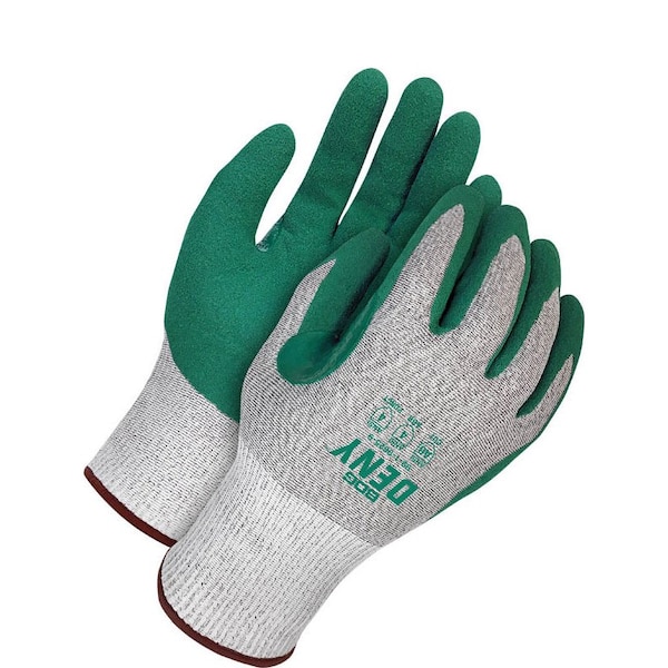 Guante resistente a cortes con recubrimiento de nitrilo BDG HPPE, nivel de corte A6, calibre 13, verde/gris, 2XL (11) - 99-1-9625-11-K