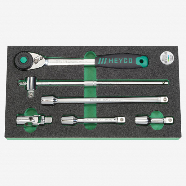 Heyco Ratchet and Accessory Set, 1/2" Drive, 6 Pieces