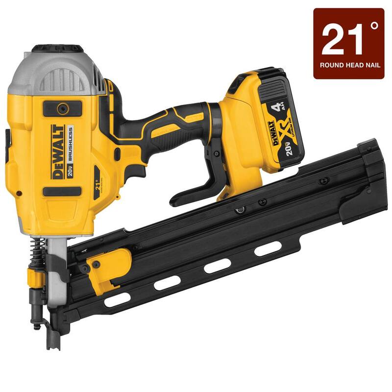 Clavadora inalámbrica DEWALT 20-Volt MAX XR de iones de litio a 21° y sierra circular sin escobillas de 7-1/4 pulgadas (Herramienta solamente) - DCN21PLM1W570B