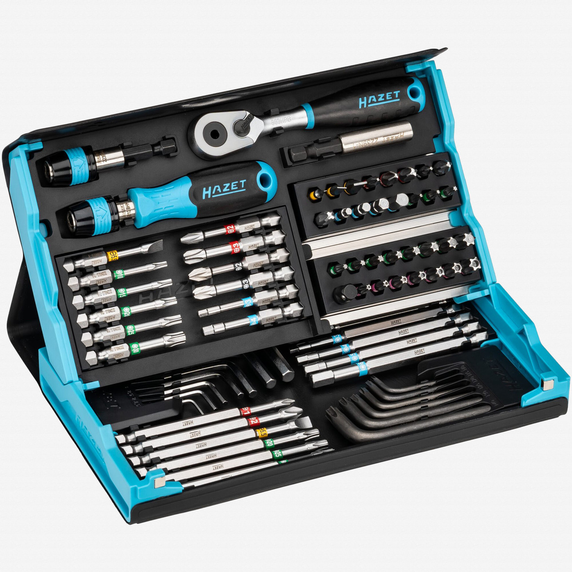 Hazet 2200SC-31 SmartCase Bit Set with Ratchet, 1/4" Drive, 73 Pieces