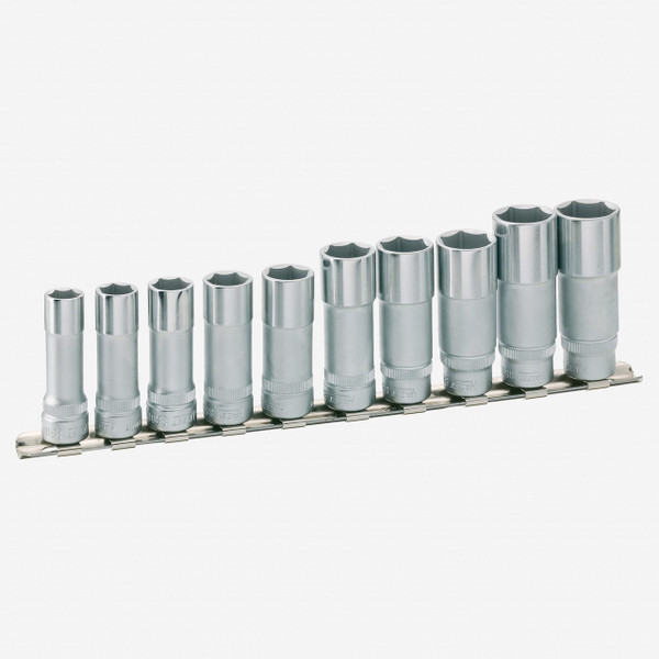 Hazet 880LG/10H 3/8" Deep Socket Set, Metric, 10 - 19 mm, 6 Point, 10 Pieces