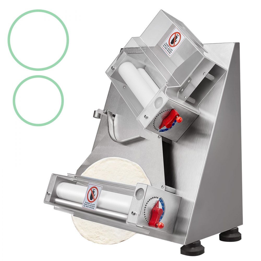 VEVOR Pizza Dough Roller Sheeter, 3-12 Inch Automatic Commercial Pizza Press, 370W Electric 260 Per Hour Dough Roller, Stainless Steel Adjustable Thickness Dough Machine, for Pasta Maker Equipment - DDPSBYMJ300MJP7MBV1