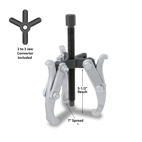 Performance Tool 2/3 Jaw Gear Puller 5 1/2 X 7 In Gear Puller-2/3, W87127 - W87127