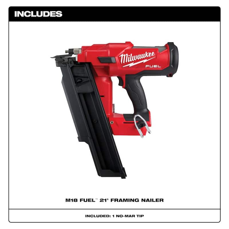 Milwaukee M18 FUEL Clavadora inalámbrica sin escobillas de 21 grados de 3-1/2 pulgadas de 18 voltios (solo la herramienta) con lentes tintadas antigolpes - 2744-20-48-73-2015