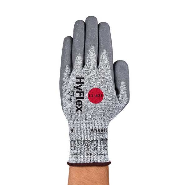 Guantes recubiertos resistentes a cortes de Ansell, Nivel de corte A3, calibre 13, Gris, Talla L (9) - 11-425