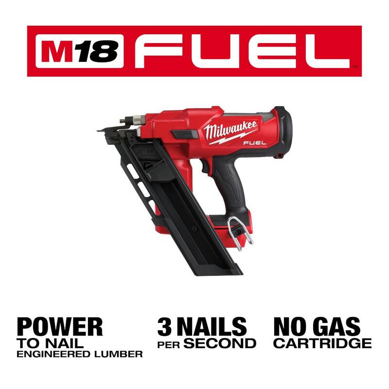 Milwaukee M18 FUEL Clavadora inalámbrica sin escobillas de 3-1/2 pulgadas, de 18 voltios y 30 grados de ángulo de litio con luz de torre, dos baterías HO de 6Ah - 2745-20-2131-20-48-11-1862.
