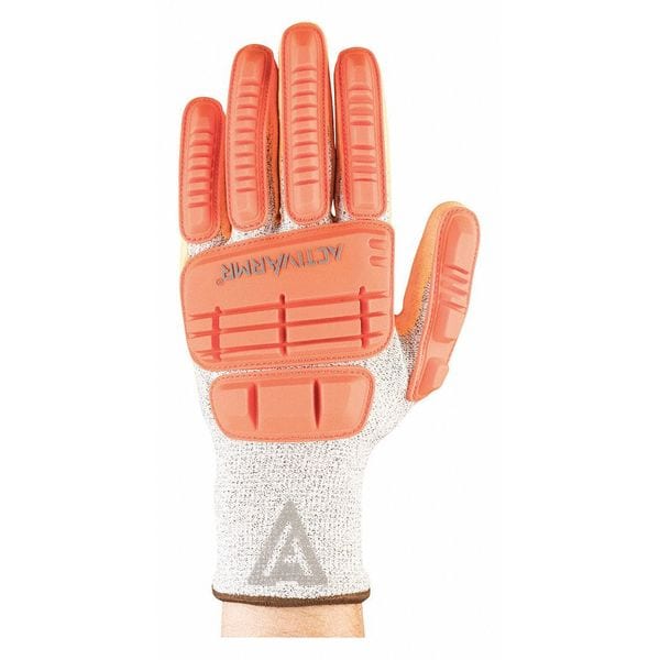 Guantes recubiertos de impacto resistentes al corte Ansell Hi-Vis, Nivel de corte A4, calibre 13, gris, (9) - 97-125. 
