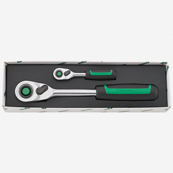Stahlwille 415QR/512QR QuickRelease Fine Tooth Ratchet Set, 1/4" Drive, 1/2" Drive, 2 Pieces