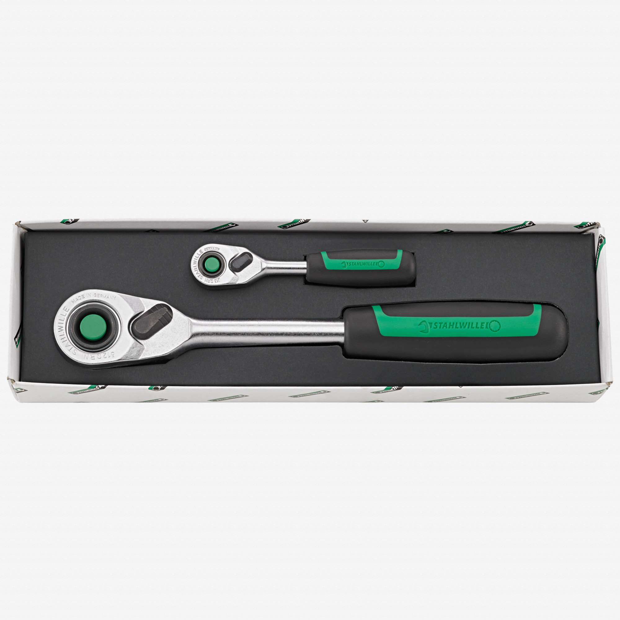 Stahlwille 415QR/512QR QuickRelease Fine Tooth Ratchet Set, 1/4" Drive, 1/2" Drive, 2 Pieces