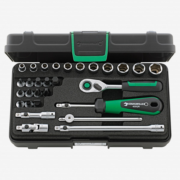 Stahlwille 40/23/6QR Socket Set, 1/4" Drive, Metric, 5-14 mm, 29 Pieces