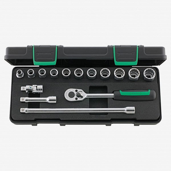 Stahlwille 45/11/4 Socket Set, 3/8" Drive, Metric, 8-19mm, 12-Point, 15 Pieces