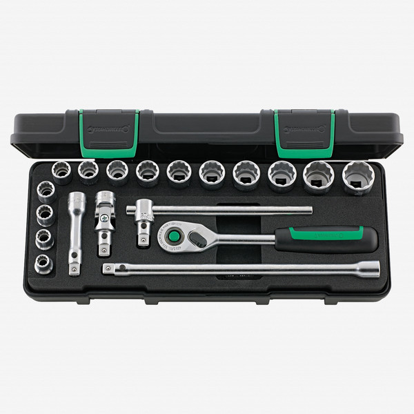 Stahlwille 45/14/5iQR Socket Set, 3/8" Drive, Metric, 8-22mm, 12-Point, 19 Pieces