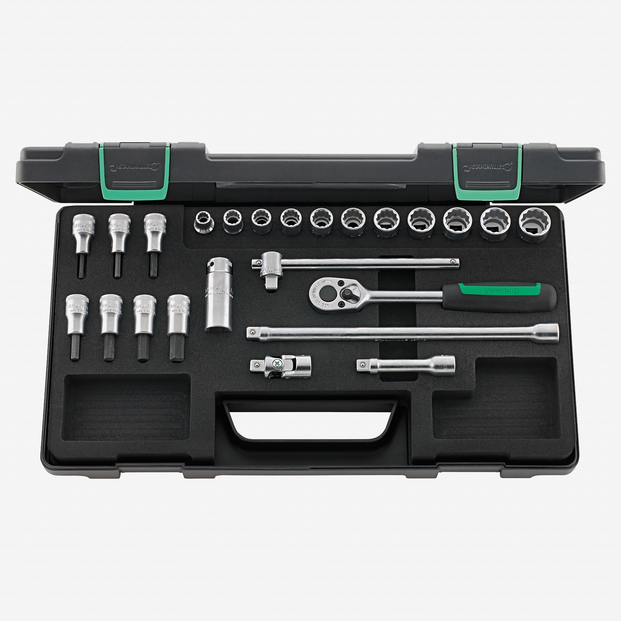 Stahlwille 45/49/19/5 Socket Set, 3/8" Drive, Metric, 8-19mm, 12-Point, 24 Pieces