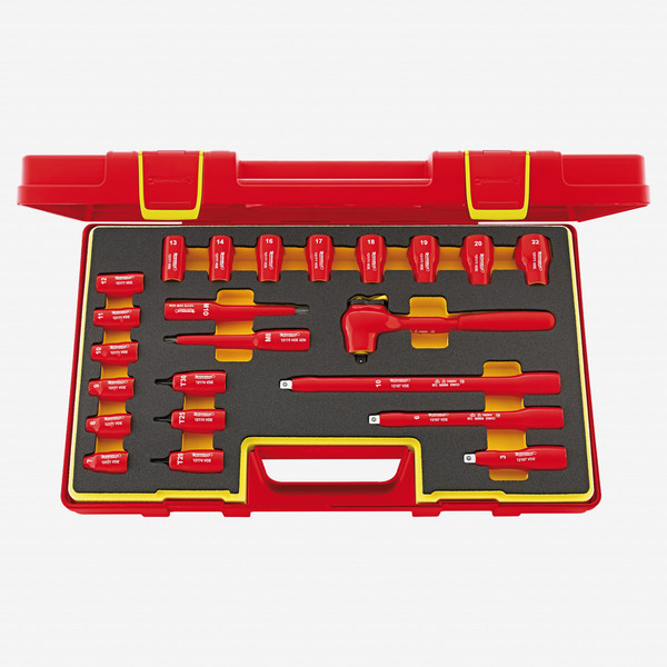 Stahlwille 12171/19/4 VDE Socket Set, 3/8" Drive, Metric, 7-22mm, 12-Point, 23 pieces