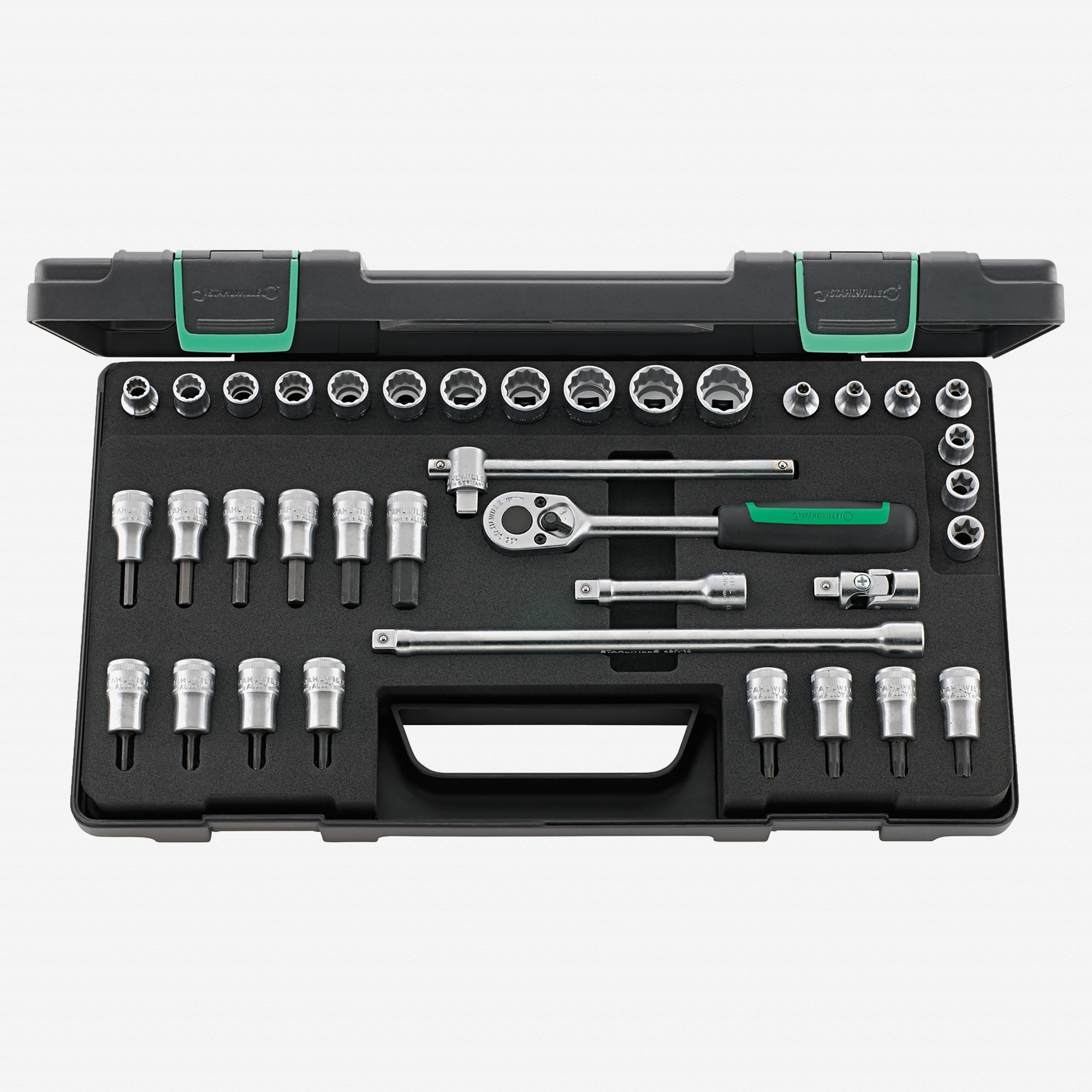Stahlwille 45/49/32/5TX Socket Set, 3/8" Drive, Metric, 8-19mm, 12-Point, 37 pieces