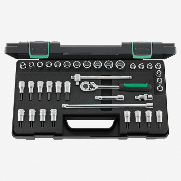 Stahlwille 45/49/32/5TX Socket Set, 3/8" Drive, Metric, 8-19mm, 12-Point, 37 pieces