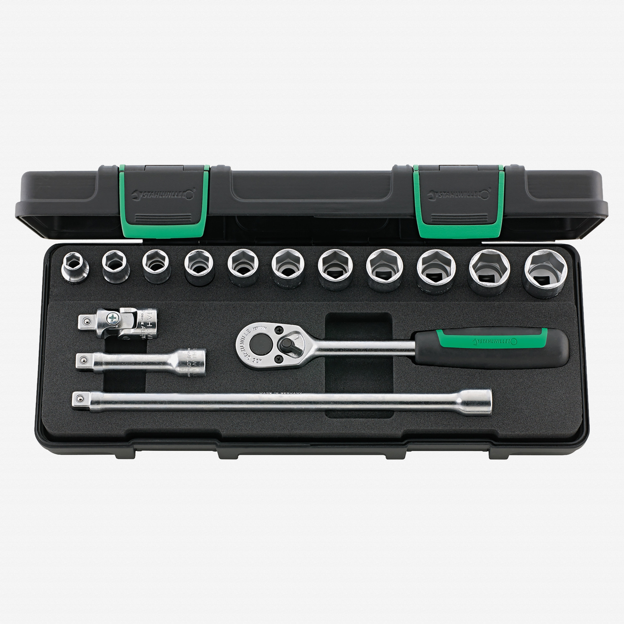Stahlwille 456/11/4 Socket Set, 3/8" Drive, Metric, 8-19mm, 6-Point, 15 Pieces