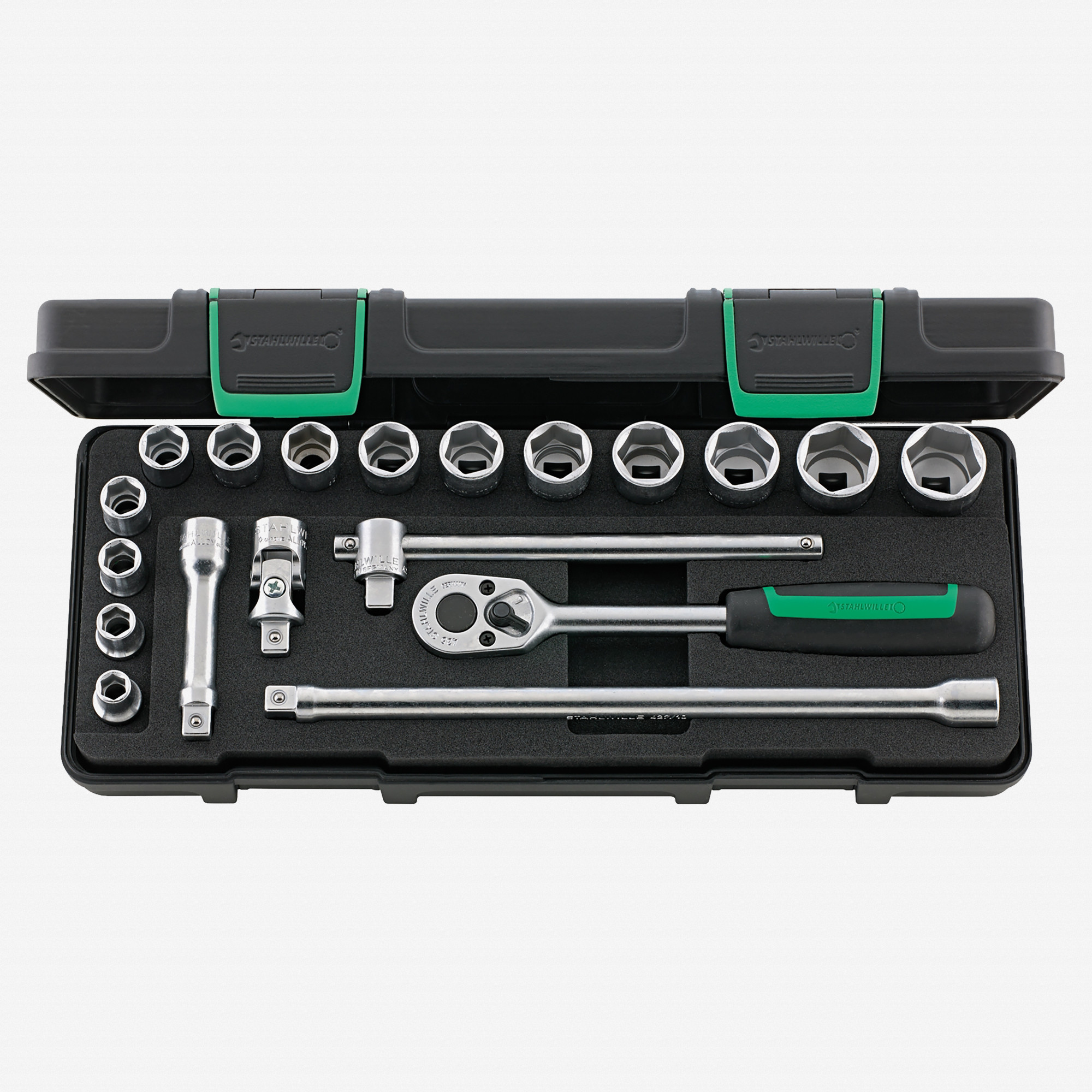 Stahlwille 456/14/5i Socket Set, 3/8" Drive, Metric, 8-22mm, 6-Point, 19 Pieces