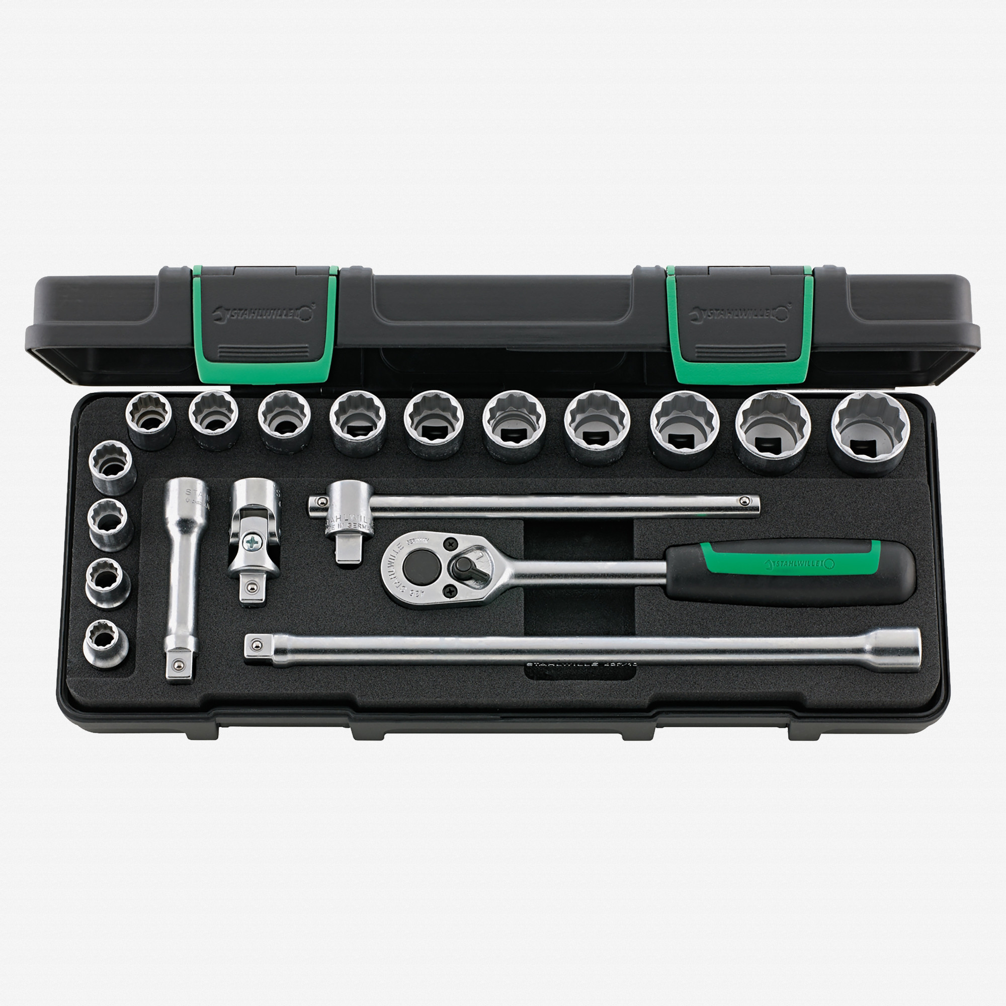 Stahlwille 45/14/5i Socket Set, 3/8" Drive, Metric, 8-22mm, 12-Point, 19 Pieces