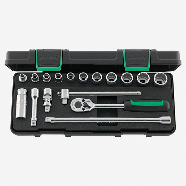Stahlwille 45a/12/5 Socket Set, 3/8" Drive, SAE, 1/4-13/16", 12-Point, 17 Pieces