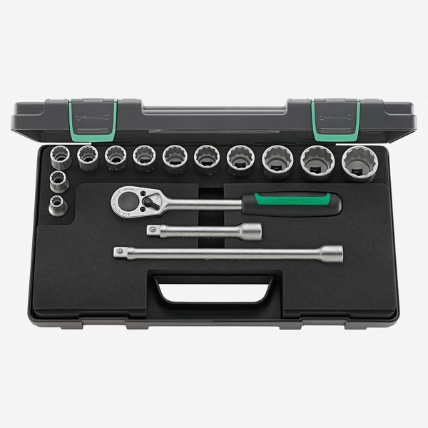 Stahlwille 50/12/3 Socket Set, 1/2" Drive, Metric, 12-Point, 15 Pieces