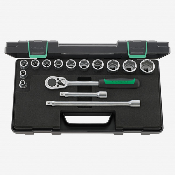 Stahlwille 52/12/3 Socket Set, 1/2" Drive, Metric, 6-Point, 15 Pieces