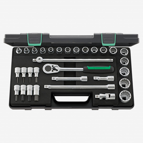 Stahlwille 50/54/25/6 Socket Set, 1/2" Drive, Metric, 8-32mm, 12-Point, 31 Pieces
