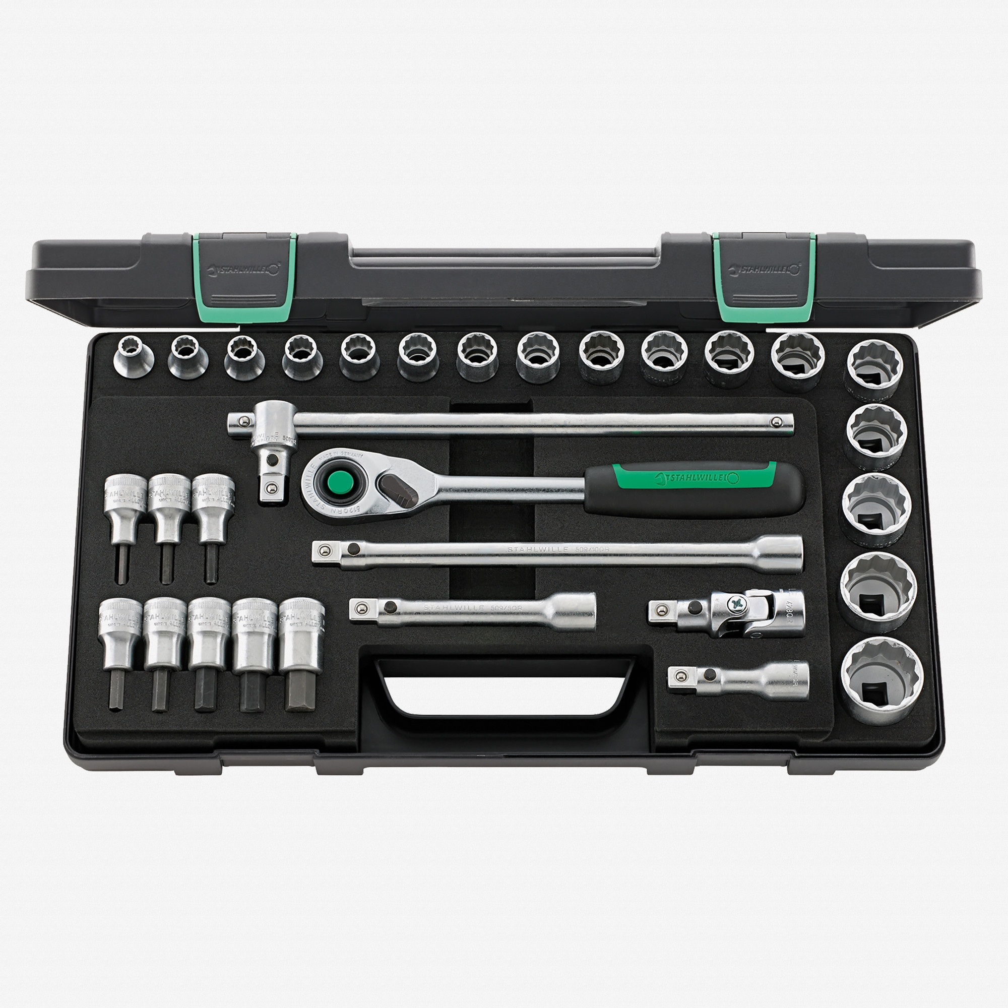 Stahlwille 50/54/25/6QR Socket Set, 1/2" Drive, Metric, 8-32 mm, 12 Point, 31 Pieces