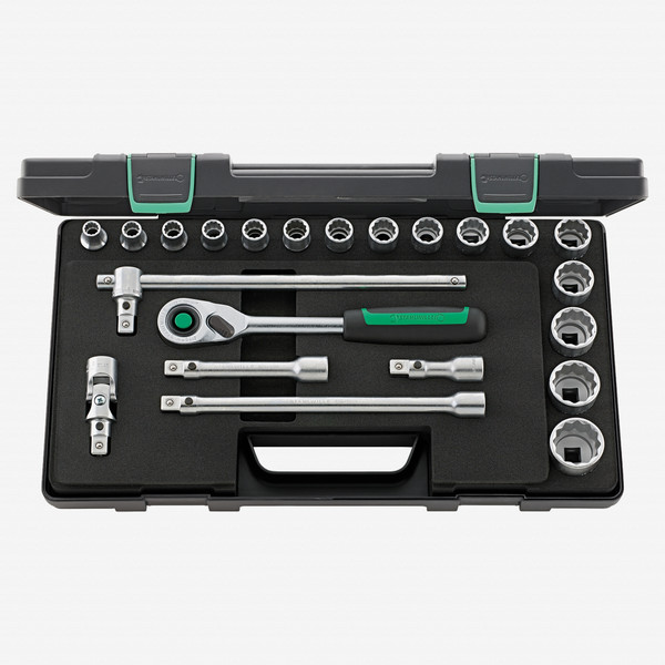 Stahlwille 50/16/6QR Socket Set, 1/2" Drive, Metric, 10-32mm, 22 Pieces