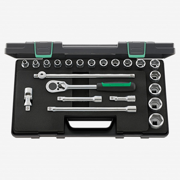 Stahlwille 52/16/6 Socket Set, 1/2" Drive, Metric, 10-32mm, 6-Point, 22 Pieces