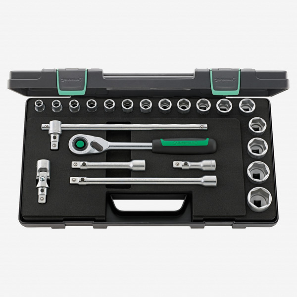 Stahlwille 52/16/6QR Socket Set, 1/2" Drive, Metric, 10-32mm, 6-Point, 22 Pieces