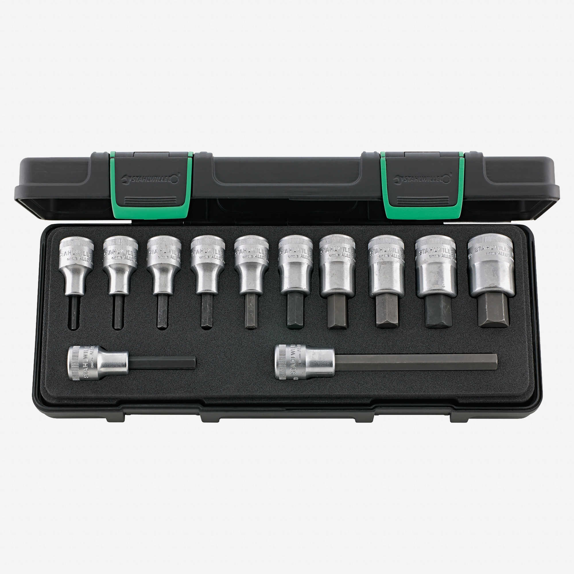 Stahlwille 54/12 1/2" Inside Hex Socket Set, 1/2" Drive, Metric, 4-19mm, 12 Pieces