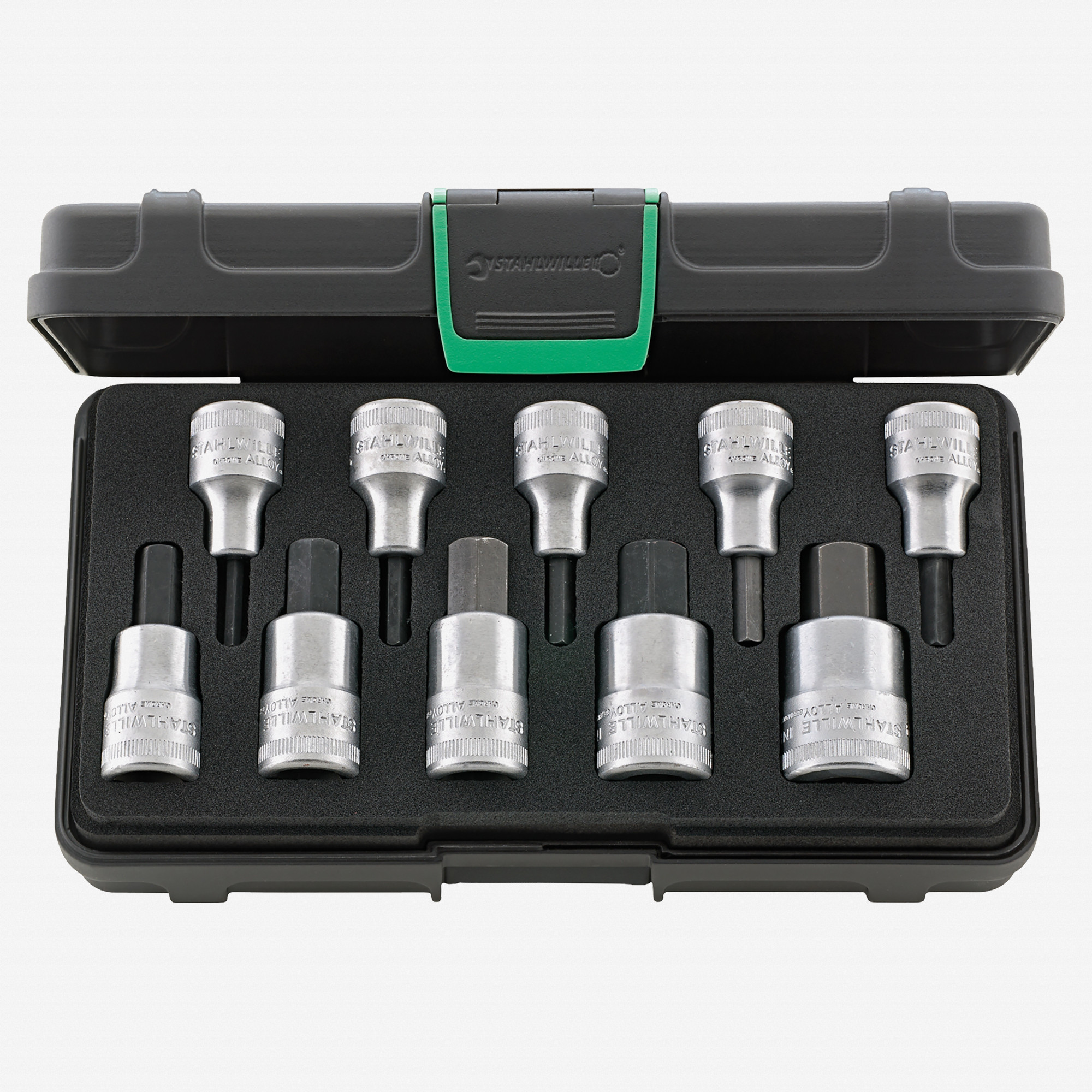Stahlwille 54/10 1/2" Inside Hex Socket Set, 1/2" Drive, Metric, 4-19mm, 10 Pieces