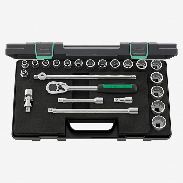 Stahlwille 50a/17/6 Socket Set, 1/2" Drive, SAE, 3/8-1 1/4", 12-point, 23 Pieces