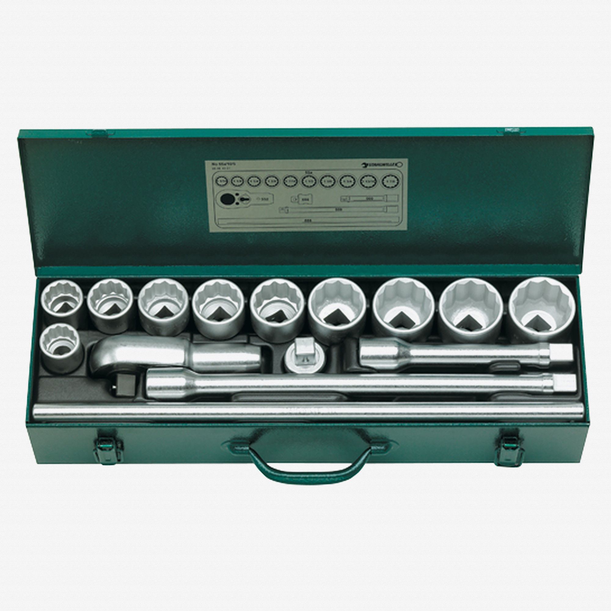 Stahlwille 55a/10/5 Socket Set, 3/4" Drive, SAE, 1 1/16 - 1 7/8, 12-Point, 15 Pieces