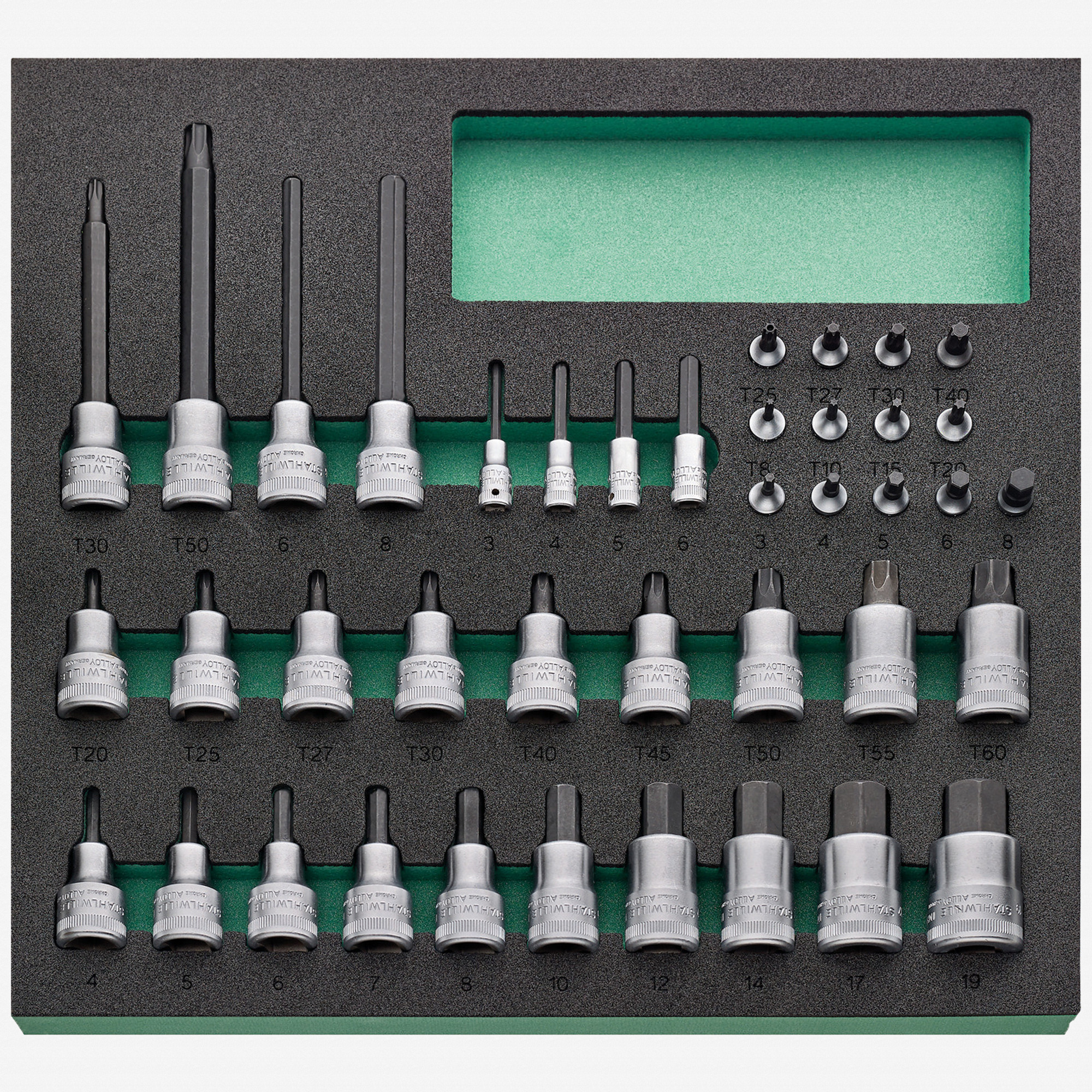Stahlwille TCS 11 821/40 Inside Torx and Hex Socket Set, 1/4" and 1/2" Drive, 41 Pieces