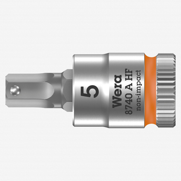 Wera 003335 8740 A Zyklop Bit Socket with 1/4" Drive with Holding Function , 5.0 x 28 mm