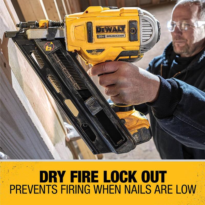 DEWALT 20V MAX XR Clavadora de Armazón inalámbrica sin escobillas de 2 velocidades con gatillo de papel de 30° y clavos de 3-1/4 pulgadas (2500 piezas) - Kit DCN692M1W131FH