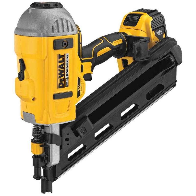 DEWALT 20V MAX XR Clavadora de Armazón inalámbrica sin escobillas de 2 velocidades con gatillo de papel de 30° y clavos de 3-1/4 pulgadas (2500 piezas) - Kit DCN692M1W131FH